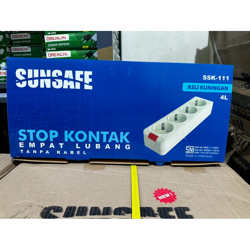 Jual 1 BOX Sunsafe SSK-111 stop kontak arde + lampu 2 3 4 5 lubang stop ...