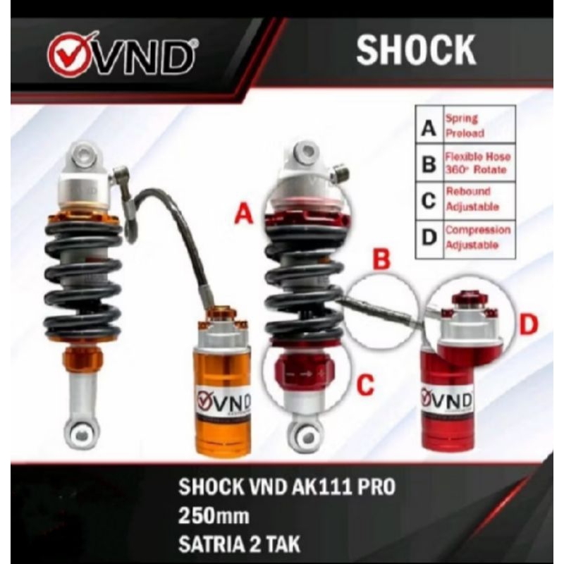 Jual MONOSCHOCK SATRIA 2 TAK HIU/LUMBA VND Shock VD AK111 Pro 250mm ...