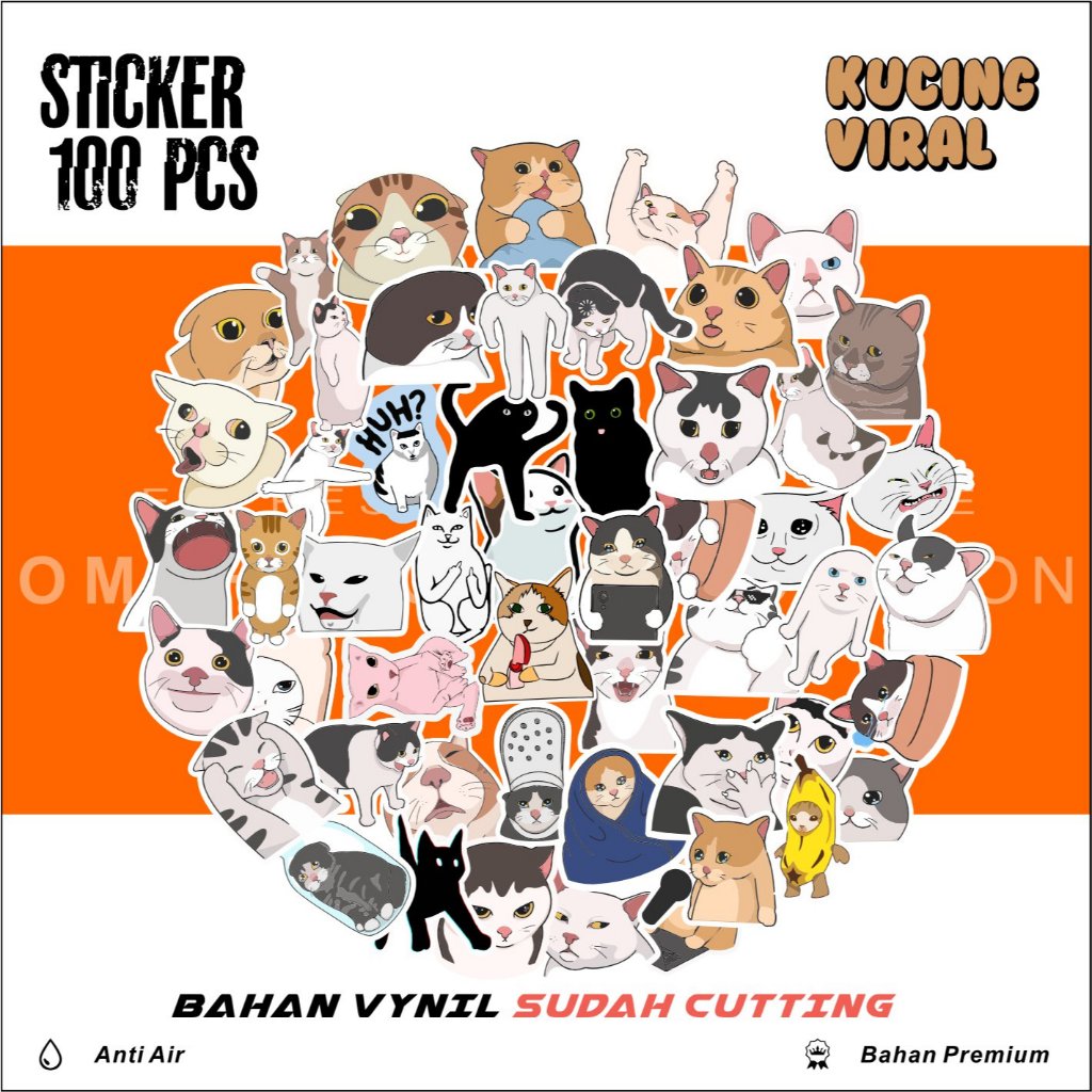 Jual Sticker Pack Meme Kucing Aesthetic Paper Vinyl Waterproof Dekorasi ...