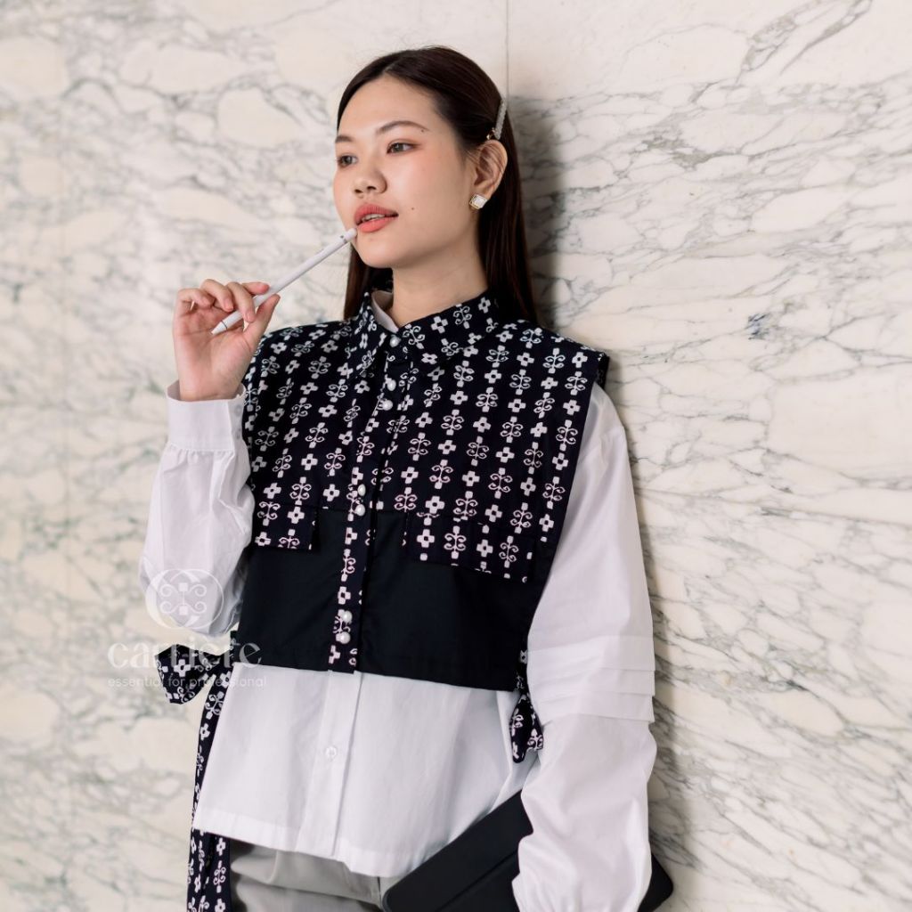 Jual Vest Batik Series Riona (Rompi Batik Kerja Wanita) | Shopee Indonesia