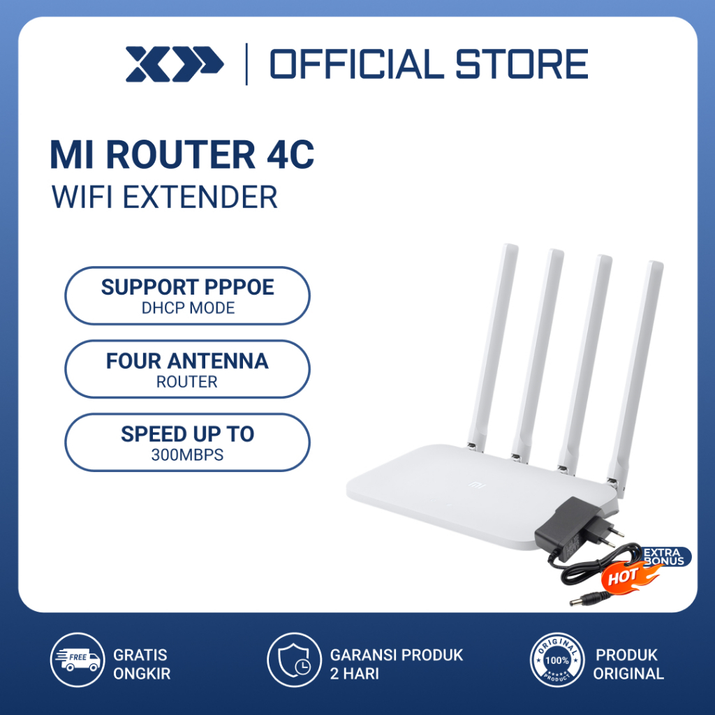 Jual Mi Router 4C Wireless Router Wi-Fi 300Mbps 4 Antena Bekas Original ...