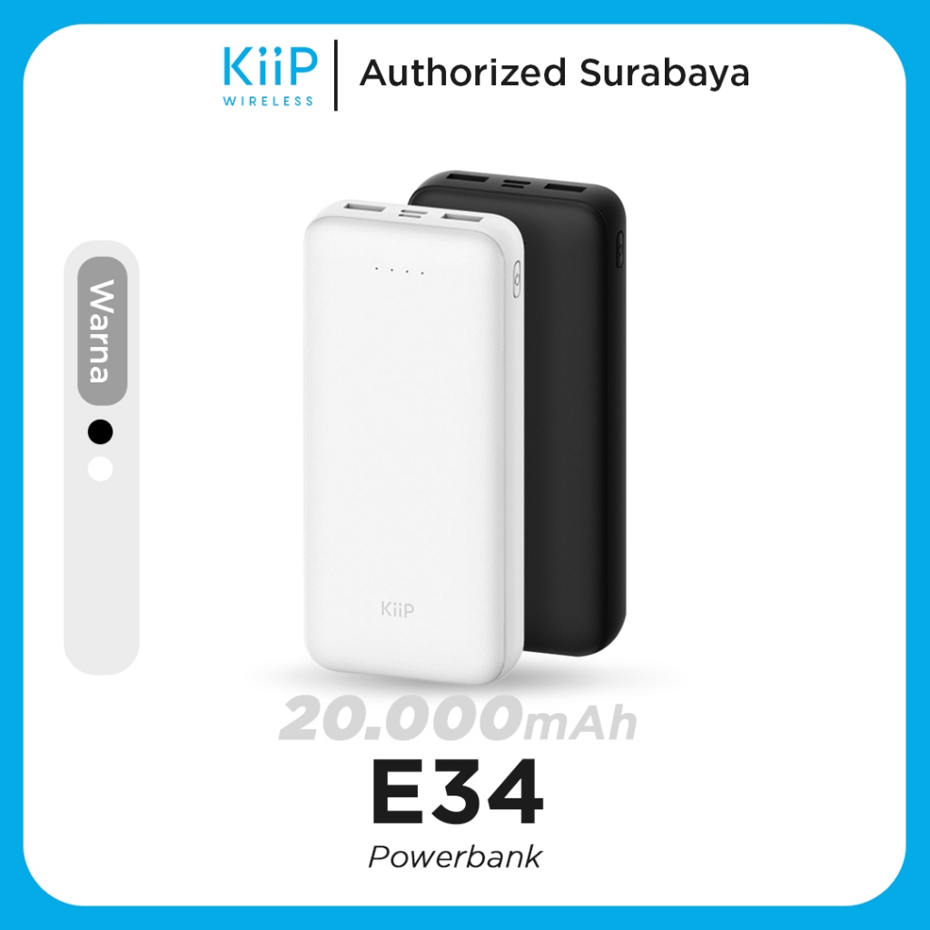Jual KiiP E34 Power Bank 20000mAh Dual Input Type-C Micro Dual Output ...