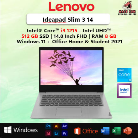 Laptop Lenovo Ideapad Slim 14 I3 1215 8GB 512GB Win 11 Office Home  Student 2021 BLIT 2YR