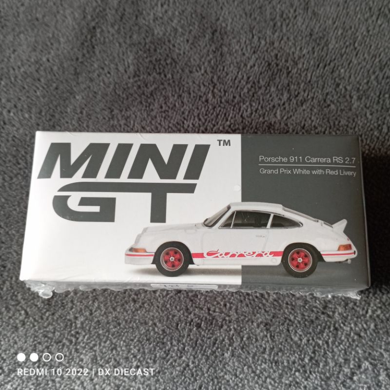 Miniature Porsche 911 Carrera RS 2.7 - Blanc/bleu, échelle 1:64, Mini GT, Neuve