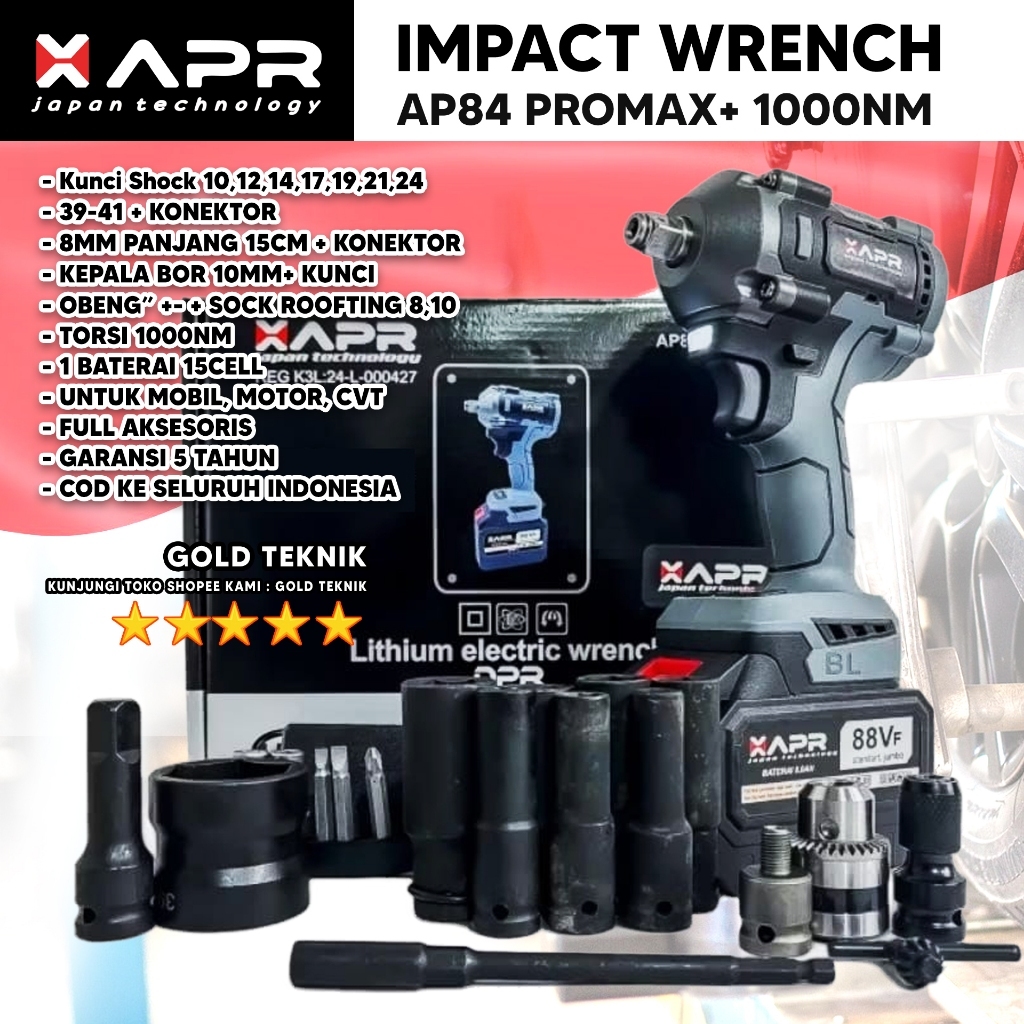 Jual APR 84 PROMAX+ 1000nm CORDLESS IMPACT WRENCH BRUSHLESS 48v / 88v ...