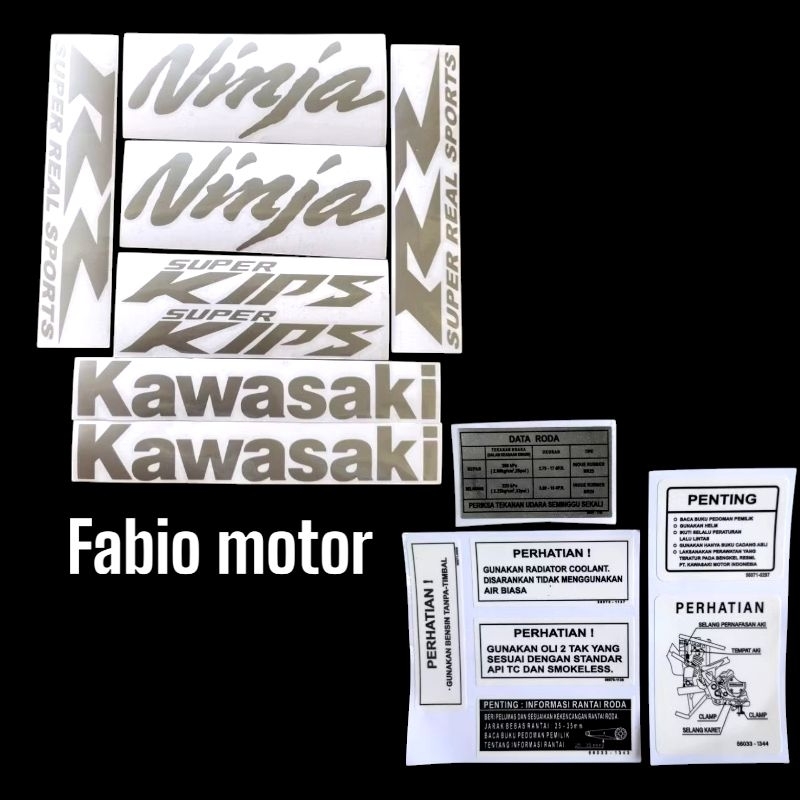 Jual Stiker cutting ninja rr new silver + stiker detail warning rangka ...