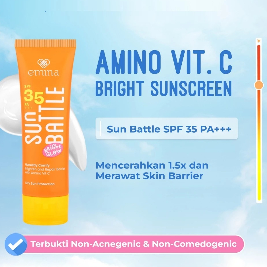 Jual Emina Sunscreen Serum Bright Glow SPF 35+ PA++ || Sunscreen Amino ...