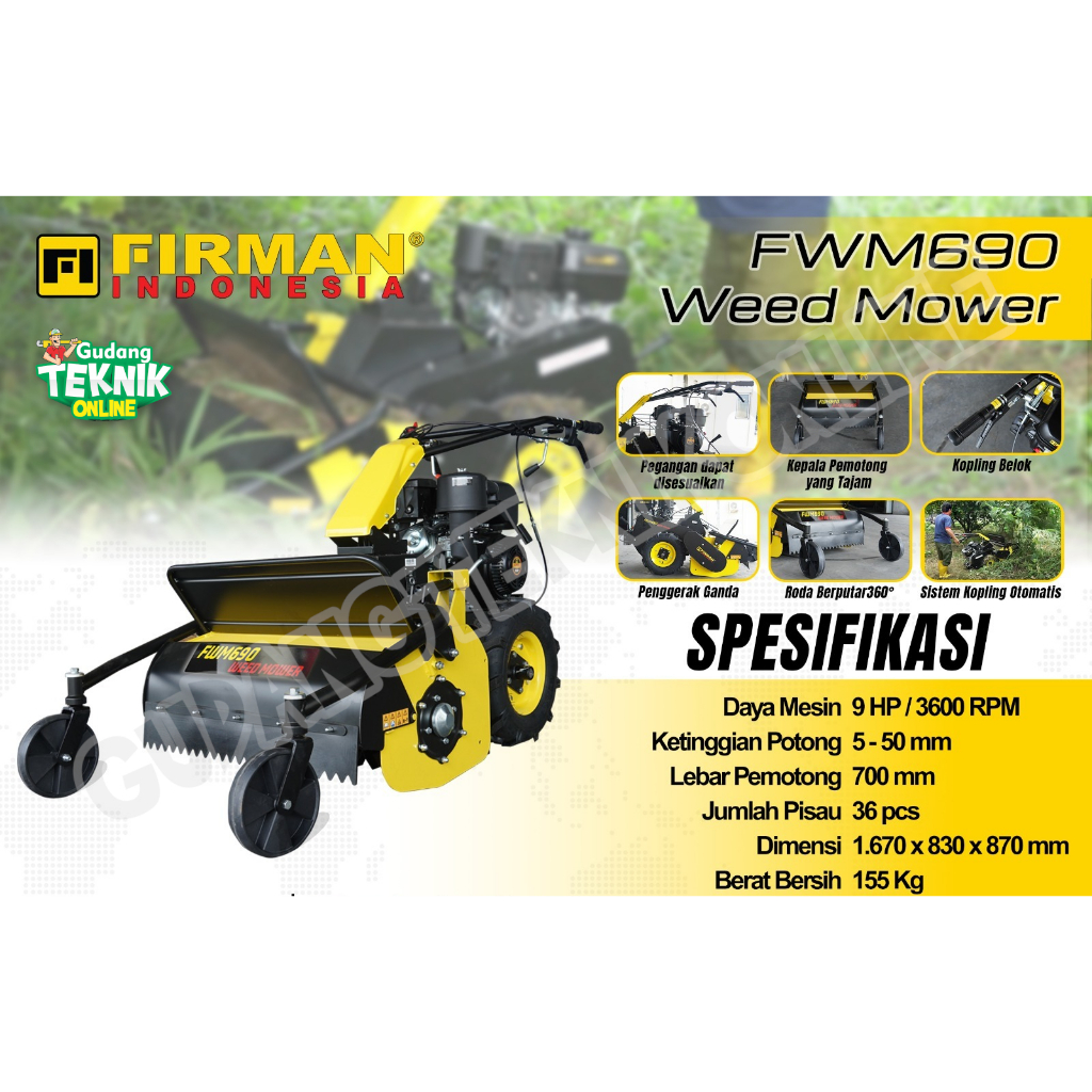 Jual Mesin Pangkas Penghancur Semak FIRMAN FWM690 FWM800 Potong Tanaman ...