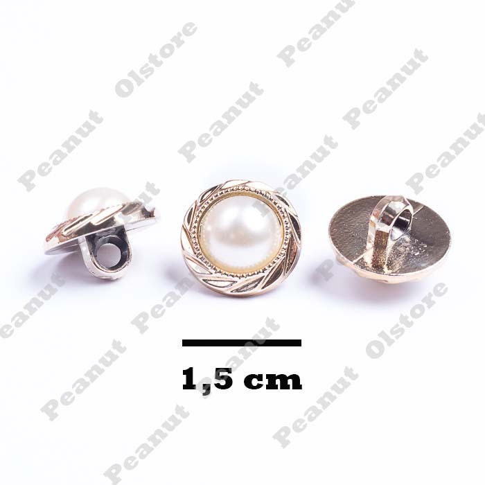 Jual [ Harga per 6 BIJI ] Kancing 1,5cm Mutiara Rose Gold Center ( 15mm ...