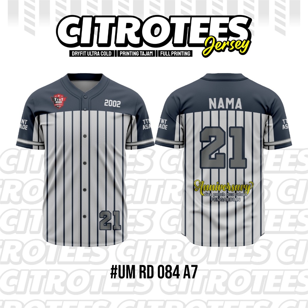 Jual JERSEY BASEBALL KANCING | FREE CUSTOM | BAHAN PREMIUM | CITROTEES ...