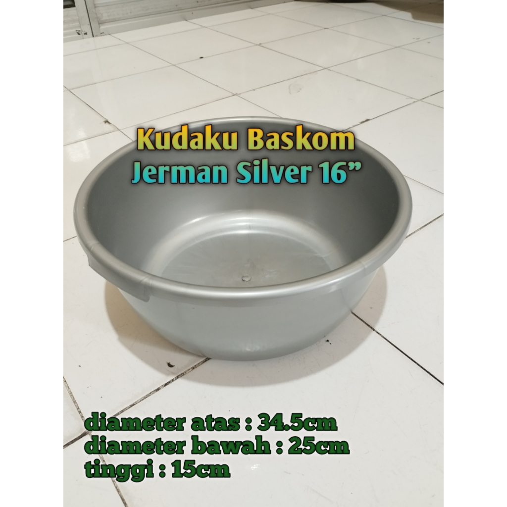 Jual Baskom Plastik Silver Ukuran 16