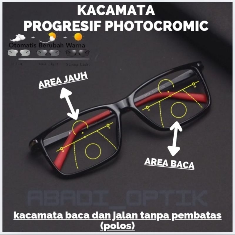 Jual Kacamata Progresif Photocromic Pria Wanita Sporty Kacamata Baca Plus Minus Cylder Anti