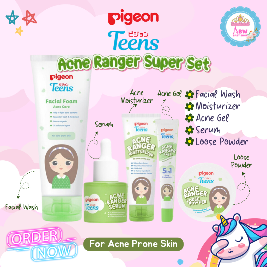 Jual Pigeon Teens Paket Acne Ranger Full Power Set Isi 5 Pcs Skincare ...