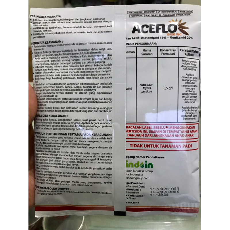 Jual Insektisida ACEFLO 15/20 WG | 100 gr | Shopee Indonesia