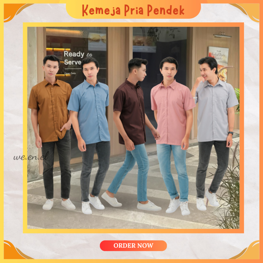 Jual Kemeja Pria Polos Lengan Pendek Katun Aura Kemeja Formal Kerja ...