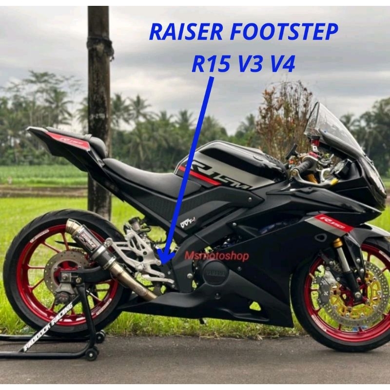 Jual RAISER PENINGGI FOOTSTEP BELAKANG R15 V1 V2 V3 V4 FULL BAJA BESI ...
