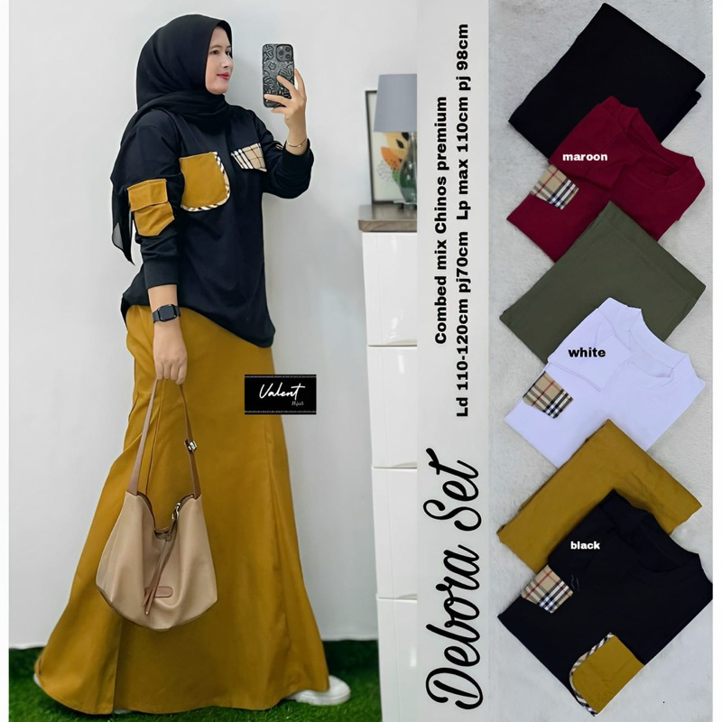 Jual debora setelan wanita setelan rok katun viral orion one set rok ...