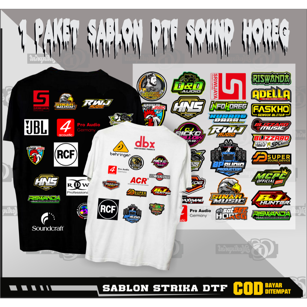 Jual paket sablon dtf sound horeg/sablon strika sound system/brand ...