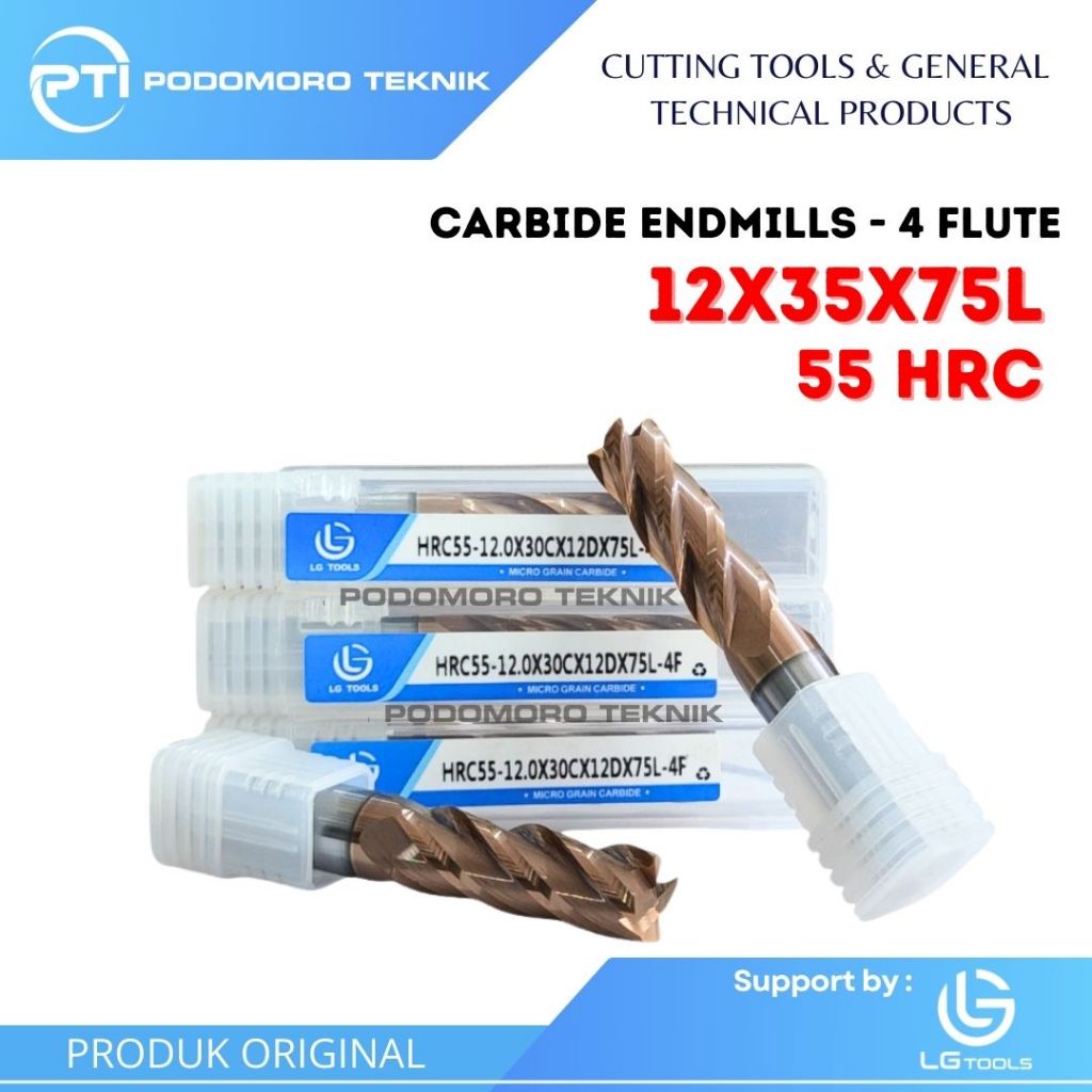 Jual LG TOOLS - Endmill 12 mm Endmill Hard Cut 12x45x75L 55 HRC Merk LG ...