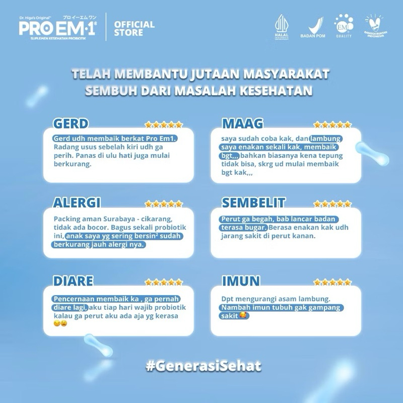 Jual (Sachet 7) PROEM1 Sachet isi 7 Traveling Probiotik anak dewasa ...