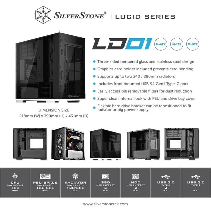 Jual SilverStone LD01 Three-sided Tempered Glass Micro Tower Computer ...