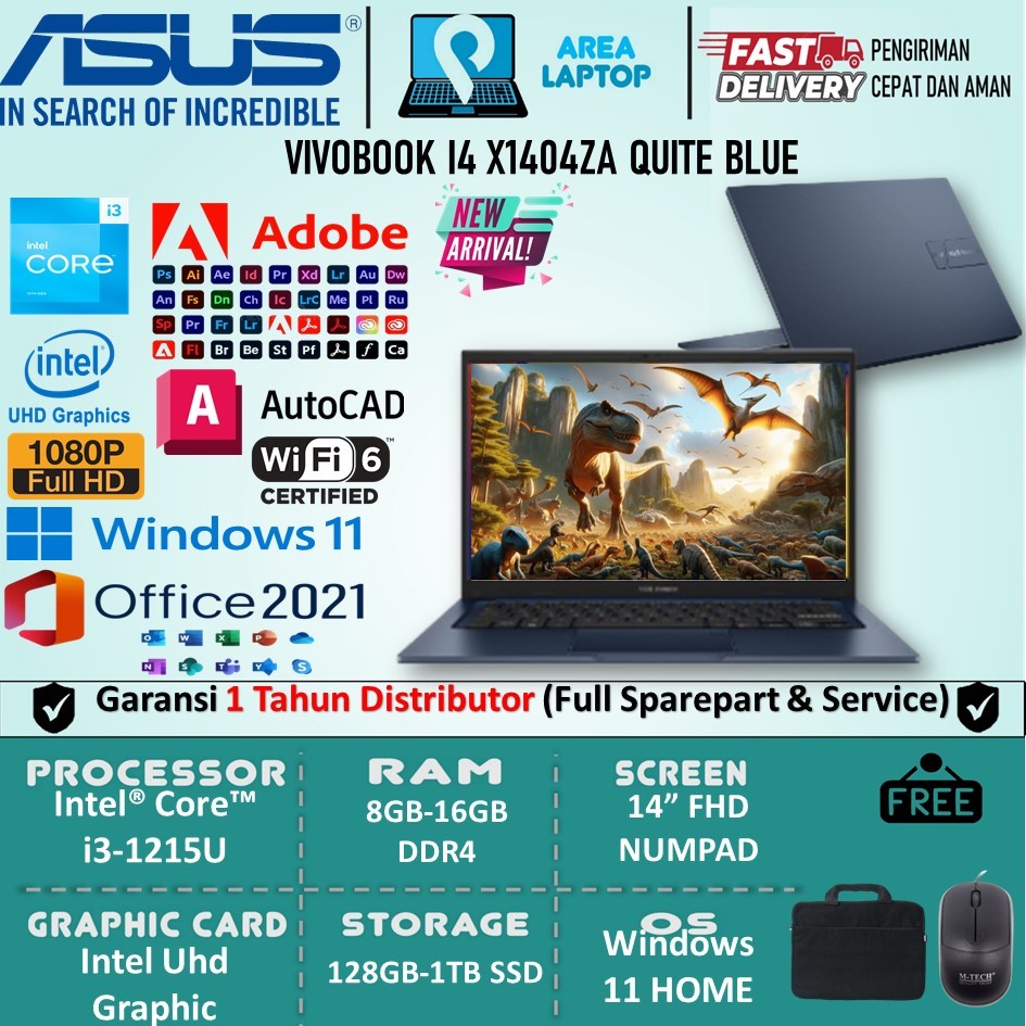 Jual Laptop Kuliah Murah Meriah Asus Vivobook X1404ZA Intel i3 1215U ...