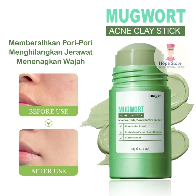 Images Mugwort Acne Clay Stick 40g Salicylic Acid Anti Pores & Penghilang Komedo Jerawat | AutoStock