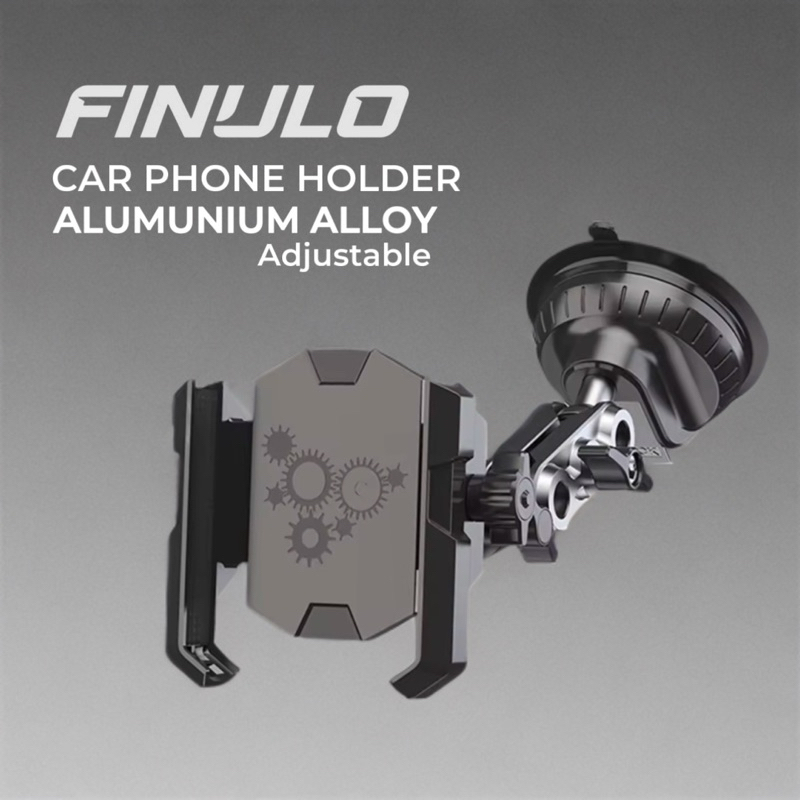 FINULO Holder Handphone Mobil Kokoh Bahan Alumunium dan ABS Adjustable Premium Aksesoris Mobil