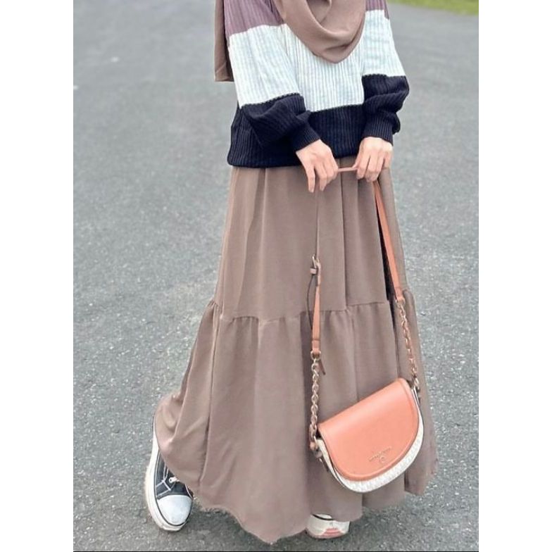 Jual ROK SUSUN REMPLE BAHAN CRINKLE AIRFLOW ROK CANTIK ROK SIMPLE ...