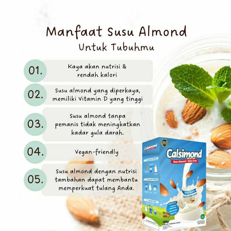 Jual Susu Almond Plus Gula Aren Asi Booster Calsomond 200 Gram | Shopee ...