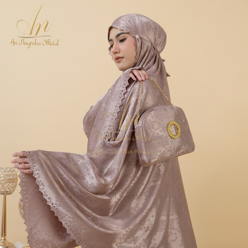 Mukena Dewasa Jacquard Armani Silk Motif Mewah Lasercut Davina Series