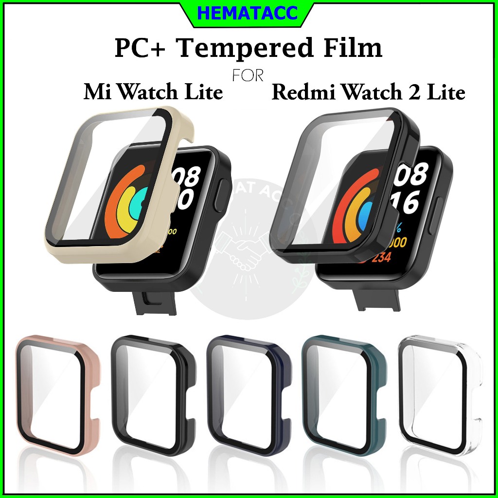 Hard Case Redmi Watch Lite Mi Watch Lite Case Tempered Glass Mi Watch  Pelindung Layar Hematacc