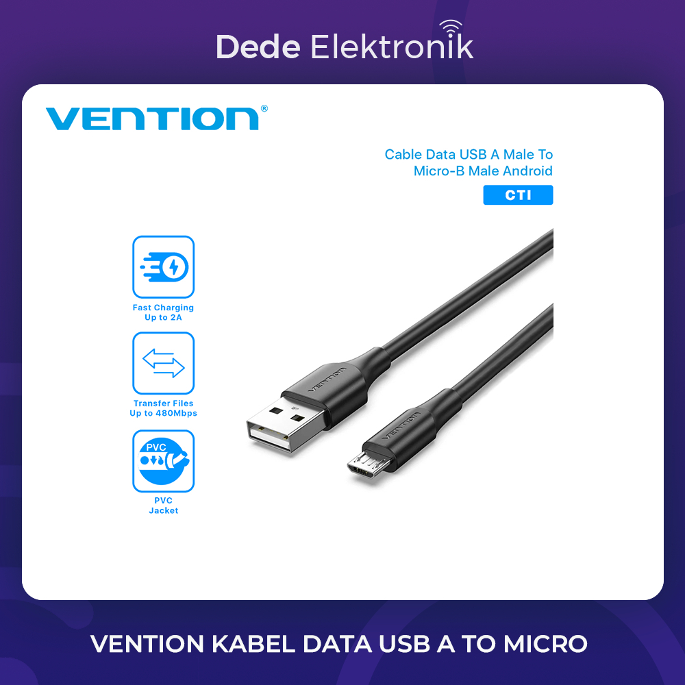 Jual Vention Kabel Data USB A to Micro USB B 2A Android CTI | Shopee ...