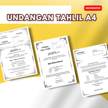 Print Undangan Yasin dan Tahlil / Undangan Tasyakuran A4 | Bisa Instant!