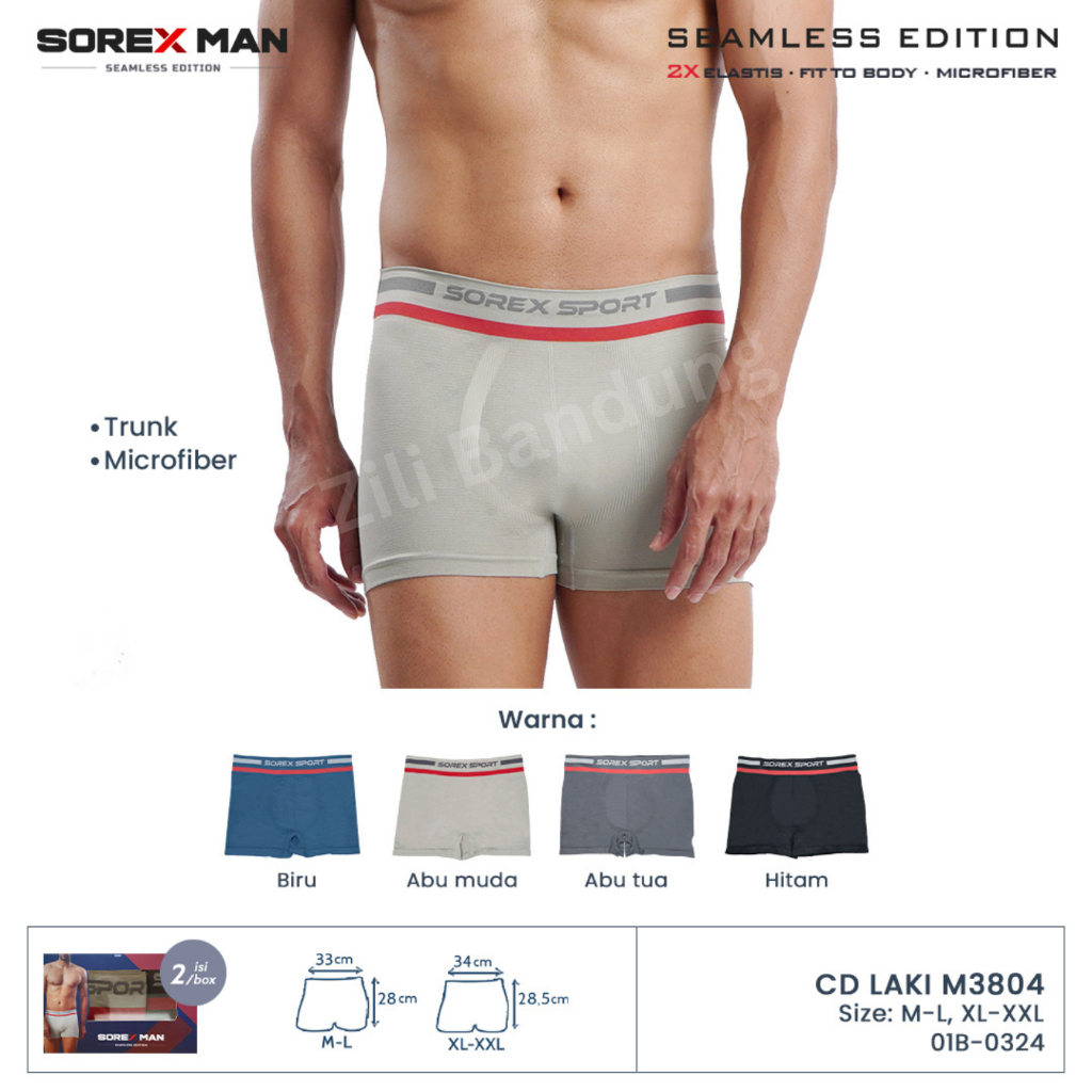 Jual (2 PCS) Sorex Man Seamless Boxer Pria Microfiber Trunk CD Cowo M ...