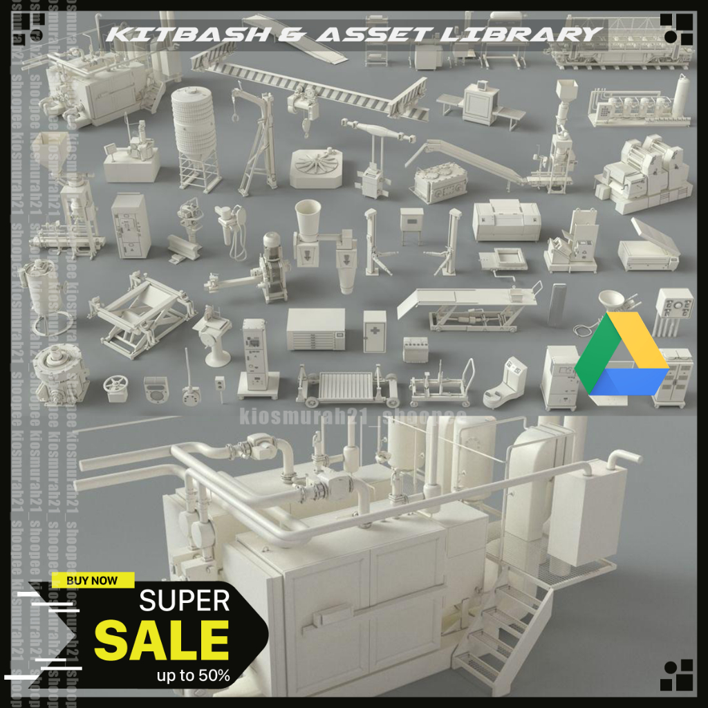 Jual Factory Units-part-3 – 49 pieces Kitbash 3D Model Asset Library ...