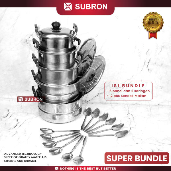 Jual SUBRON Panci Set 5 IN 1 Panci Sup Kukus Stainless Jual SUBRON Panci Set 5 IN 1 Panci Sup Kukus Stainless