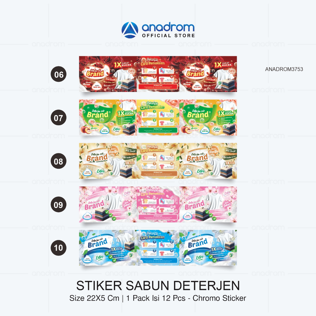 Jual [12 pcs] Stiker Kemasan Botol Sabun Deterjen Persegi Panjang ...