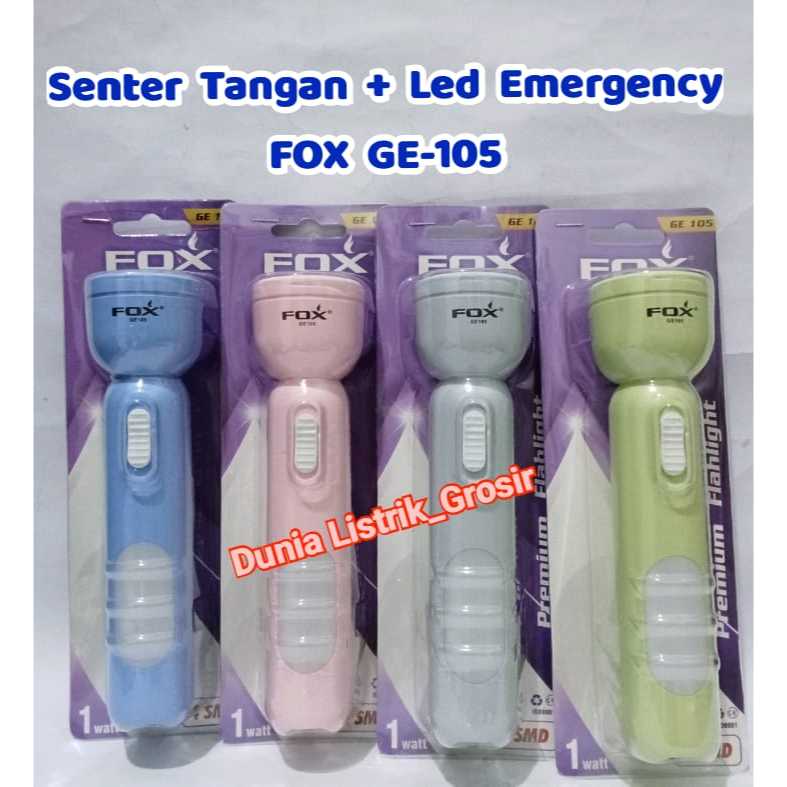 Jual Senter Tangan Cas Merek Fox LED GE 107 / GE107 / Lampu Darurat ...