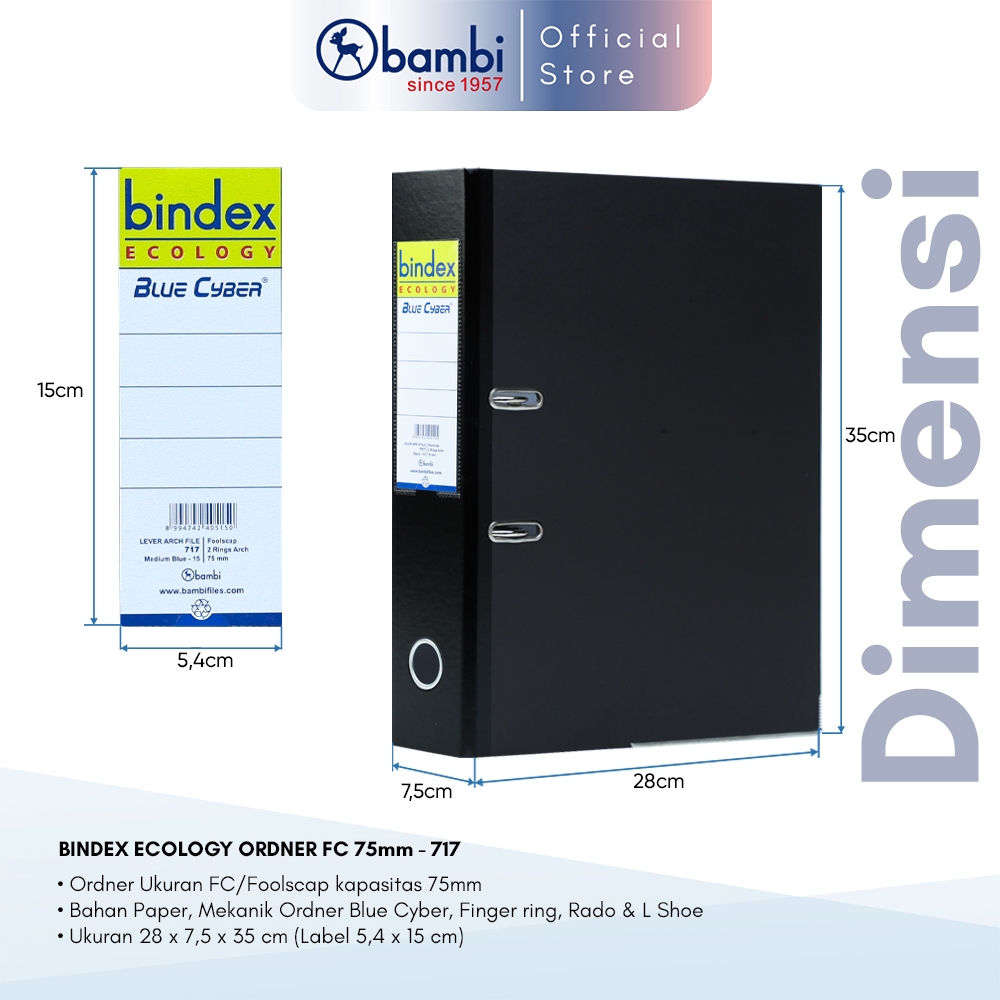 Jual 1 Dus Bindex Ecology Lever Arch File Ordner Folio Black Jumbo Size ...