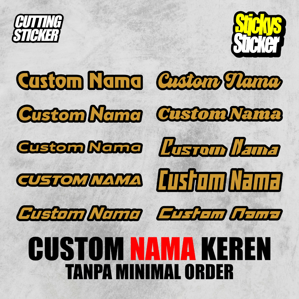 Jual Stiker nama custom nama sendiri Stiker Cutting GoldList Hitam ...