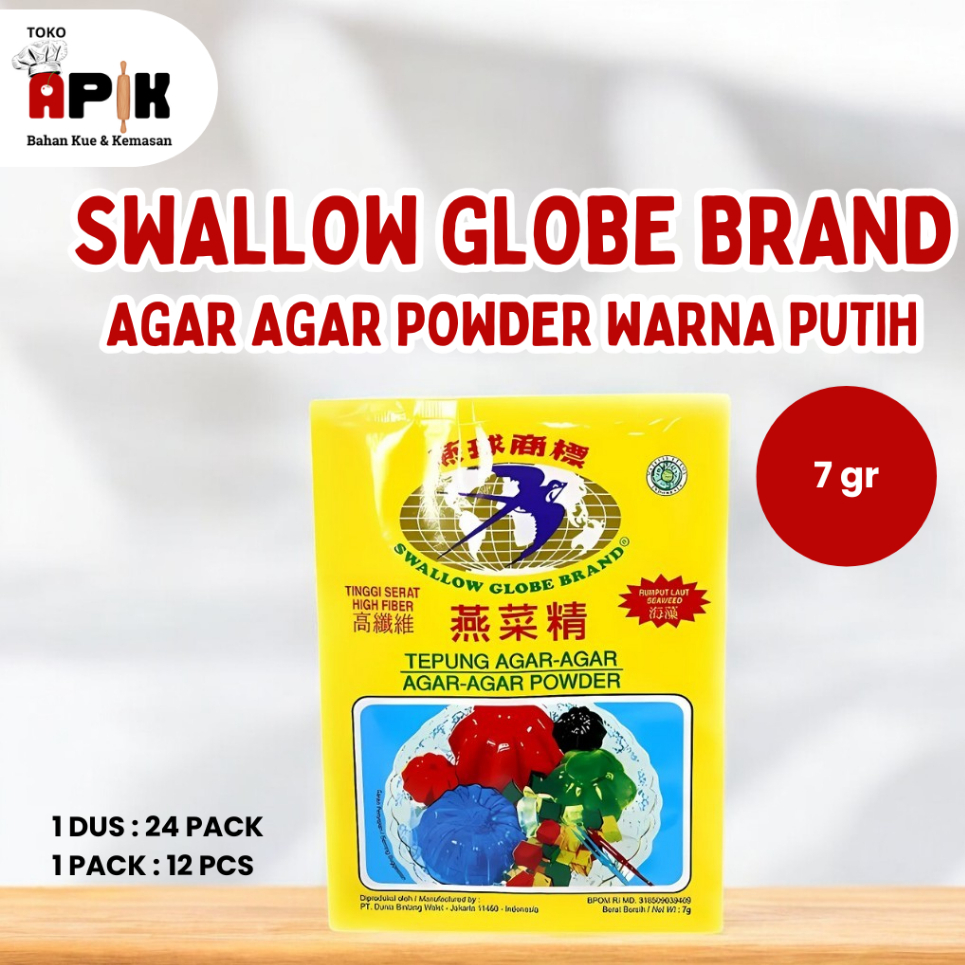 Jual SWALLOW GLOBE BRAND AGAR AGAR POWDER WARNA PUTIH / SWALLOWGLOBE ...