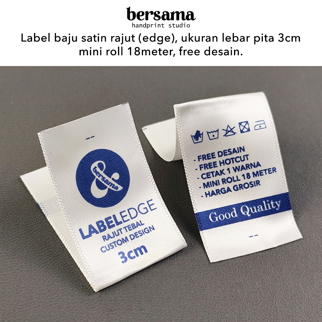 Jual Label Baju Satin Rajut Edge Tebal Premium 3cm Free Desain Free ...