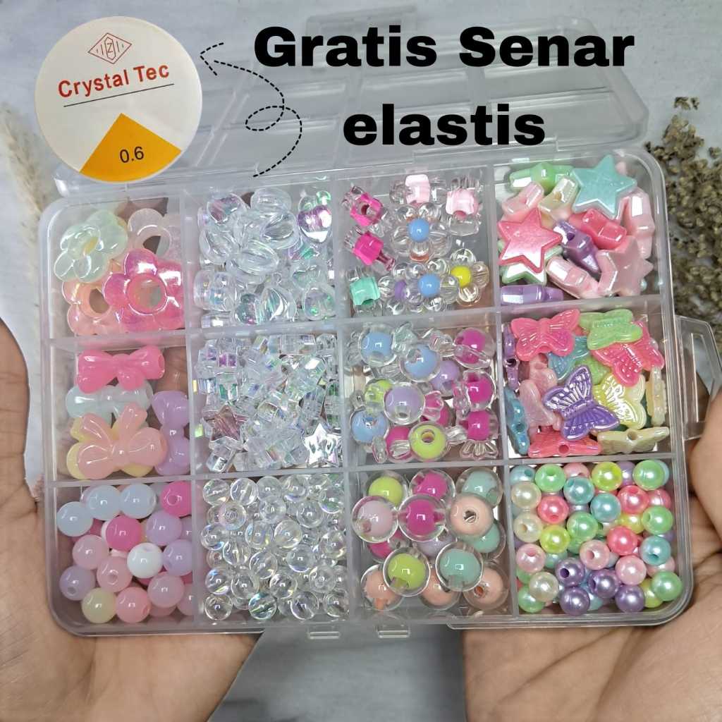 Jual manik manik 1 set kotak/ manik 1 set 12 skat/ manik 1 set 10 sekat ...