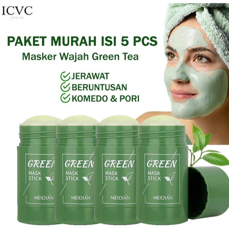 Jual 5 PCS Green Stick Masker Wajah Green Tea Meidian Pembersih Komedo ...