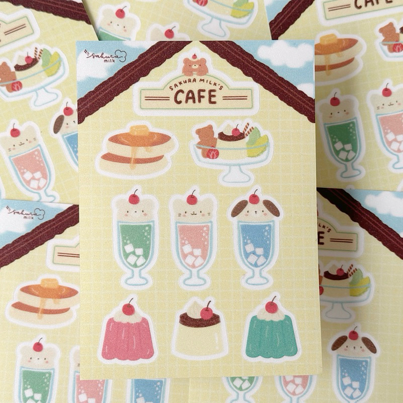 Jual Sticker Pudding Parfait Aesthetic Laminasi Glitter | Shopee Indonesia