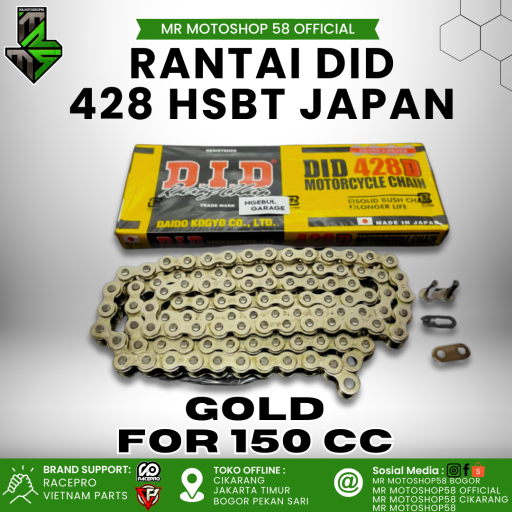 Jual RANTAI 428 HD MADE IN JAPAN RANTAI GOLD 428 RANTE 428 HSBT RANTAI ...
