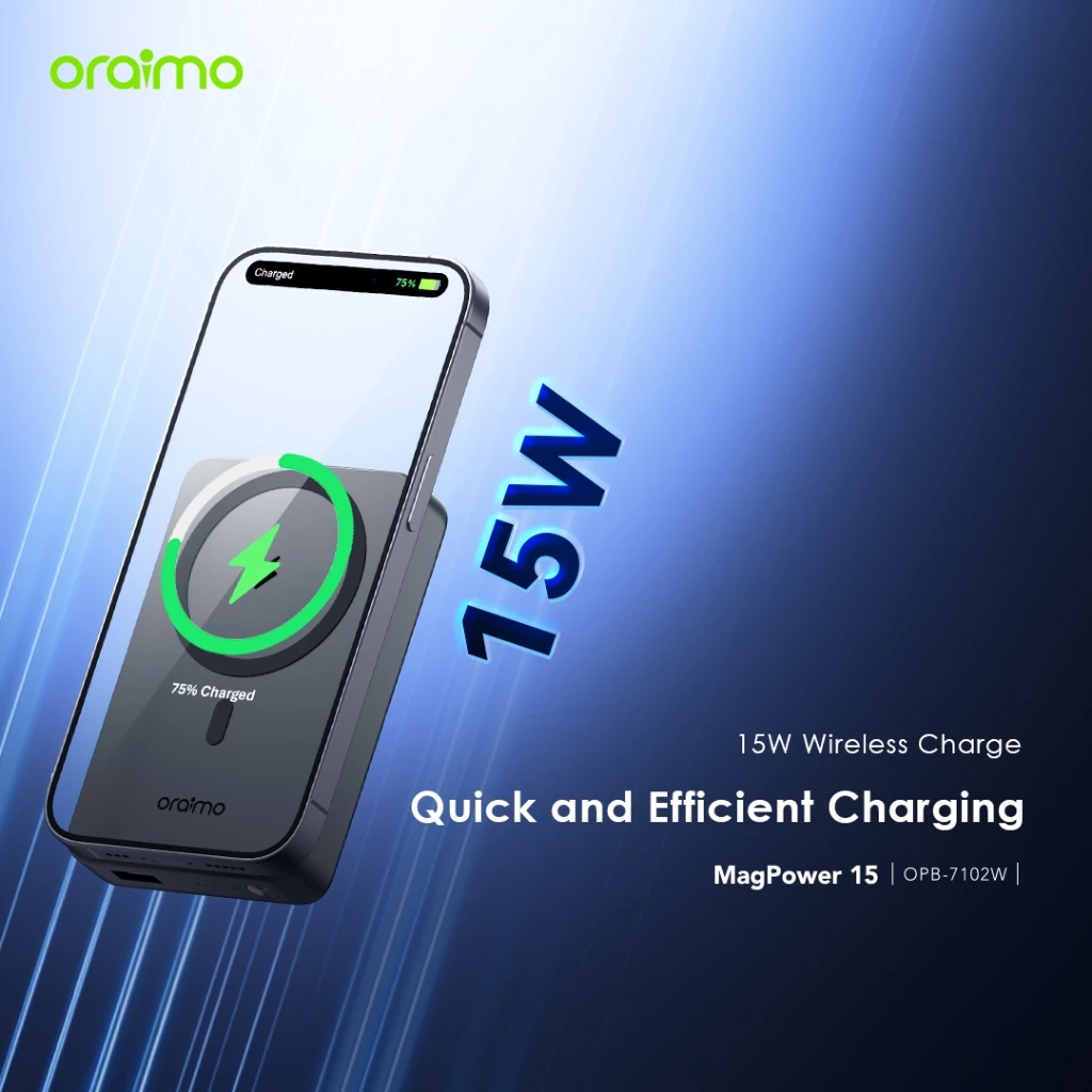 oraimo Powerbank Magsafe Wireless Charging OPB-7102W Kapasitas Nyata 10000 mAH Nirkabel 22.5W Fast Charging