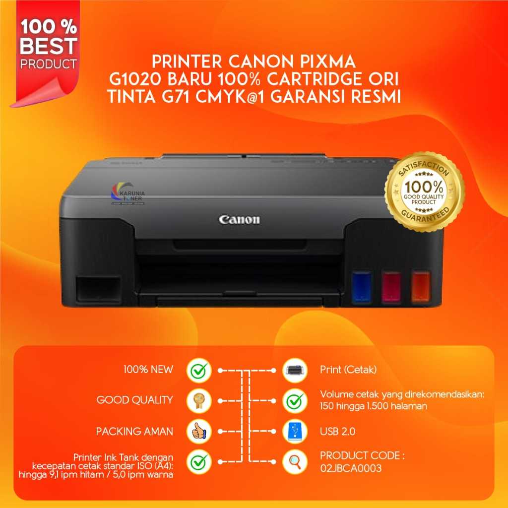 Jual PRINTER CANON PIXMA G1020 BARU 100% CARTRIDGE ORI TINTA G71 CMYK@1 ...