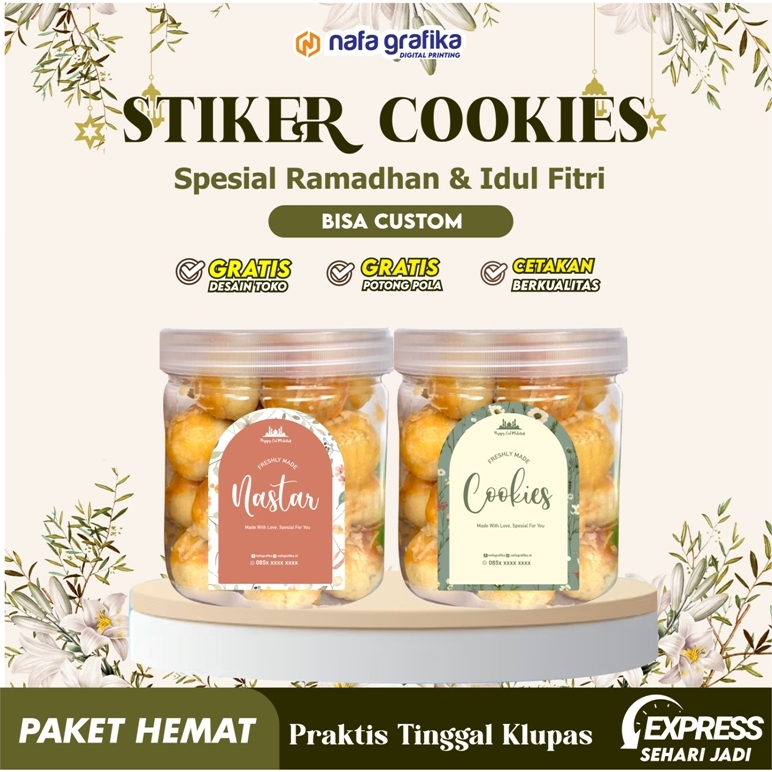 STIKER KEMASAN TOPLES KUE KERING SPESIAL RAMADHAN IDUL FITRI EID MUBAROK GRATIS CUTTING BISA CUSTOM